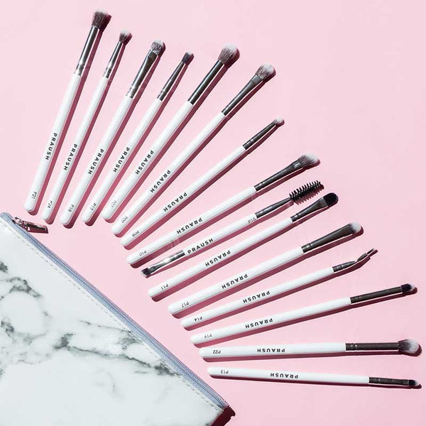 15 Pcs Professional Eye Brush Set with FREE Marble Makeup Pouch