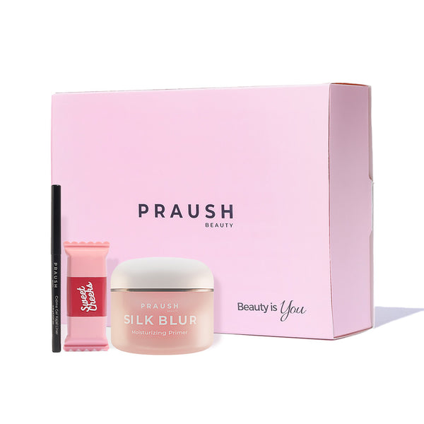 Beauty is you Essential Trio Gift Pack (Raspberry Tart Blush, Silk Blur Primer and Kajal)