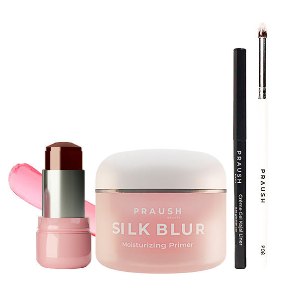 Bundle of 1 Jelly Tint + 1 Silk Blur Primer + 1 Creme Gel Kajal Liner + 1 P08 - Small Eyeshadow Blending Brush