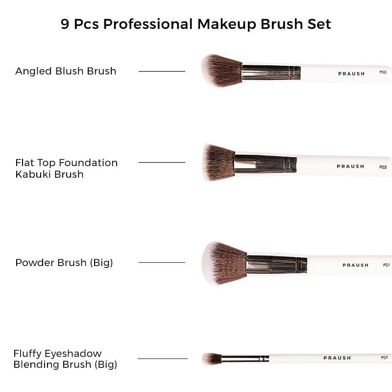 9-Piece Pro Red Face & Eye Makeup Brush Set – Juvia's Place